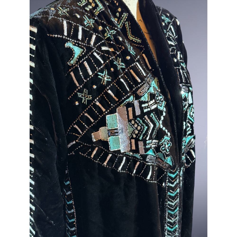 Crazy Train The Strait Y2K Long Line Velvet Western Glam Duster NWT - Picture 10 of 14